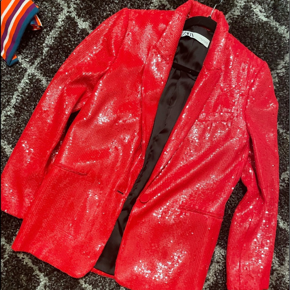 Red sequin blazer